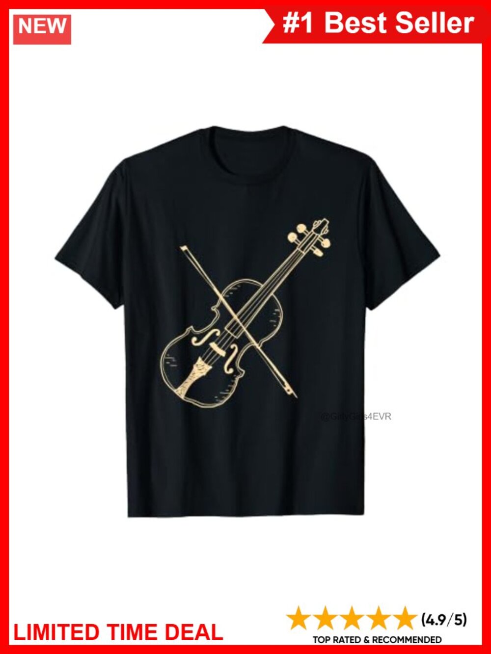 Vintage Violin Retro Fiddle Musician Graphic T-Shirt